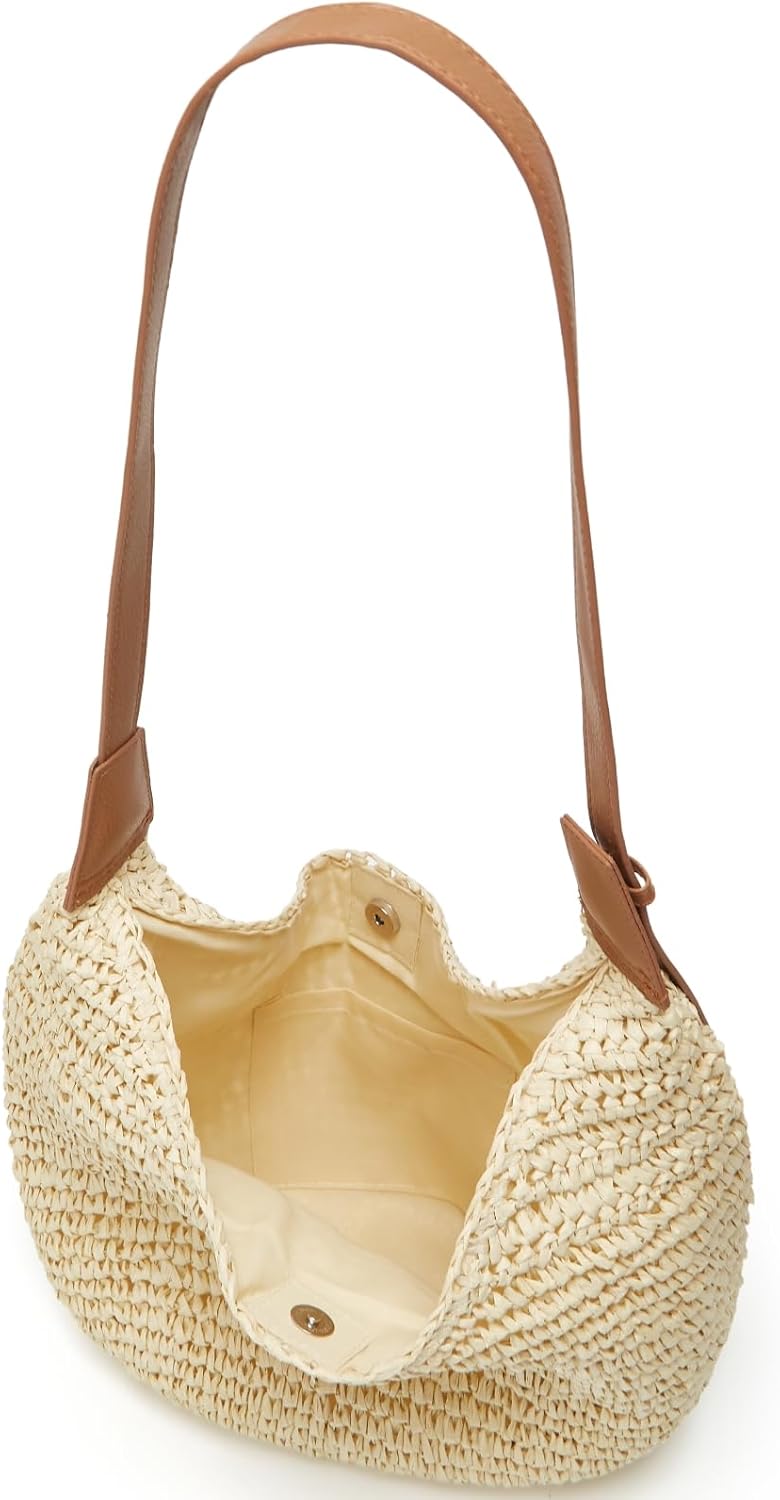 2025 Summer Straw Crossbody Bag Women Casual Handmade Woven Bag Fashion Beach Tote Large Handbag Rattan Dumpling Purse - Image 5