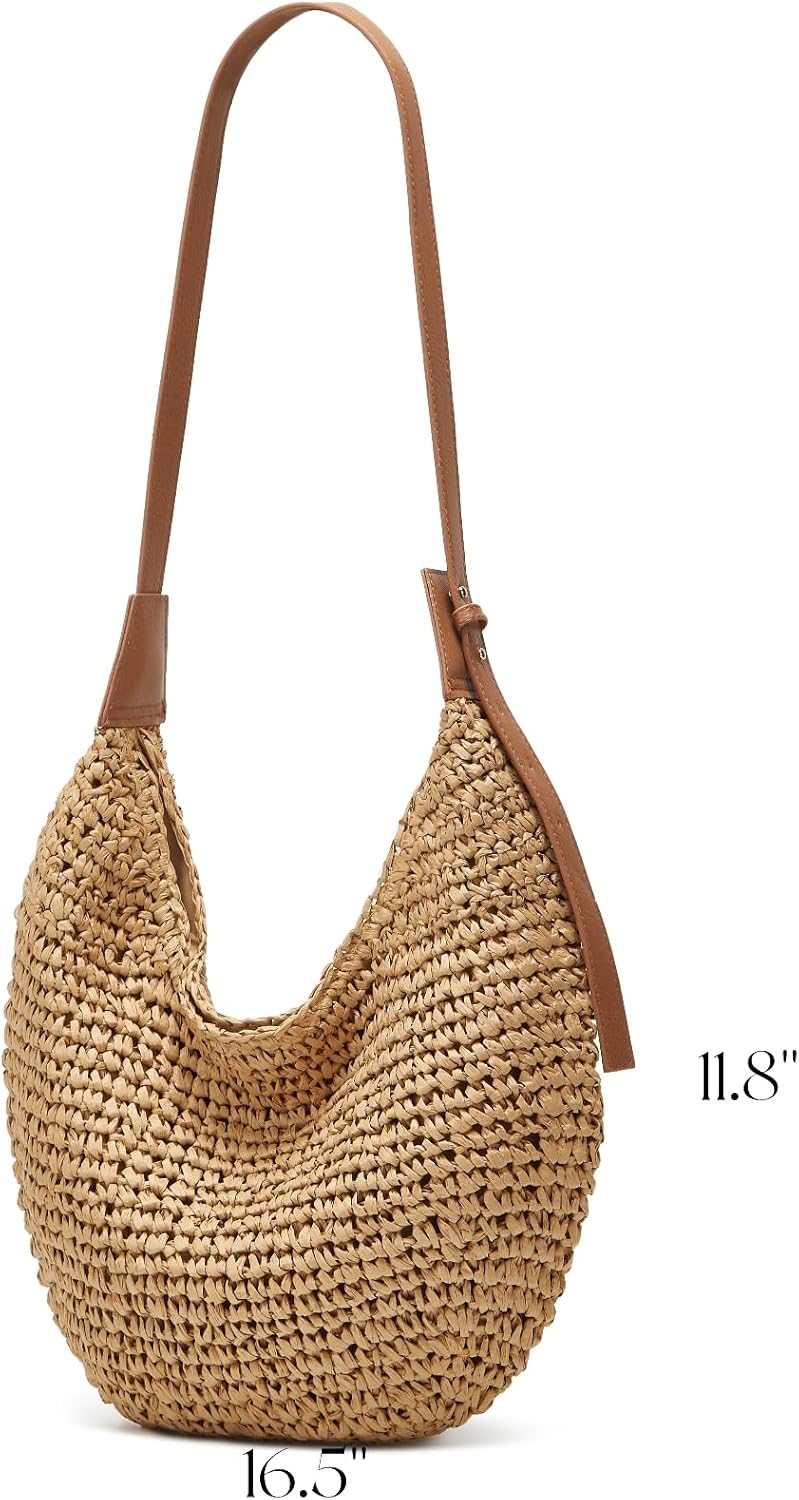 2025 Summer Straw Crossbody Bag Women Casual Handmade Woven Bag Fashion Beach Tote Large Handbag Rattan Dumpling Purse - Image 7