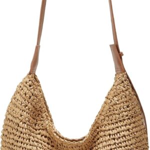 2025 Summer Straw Crossbody Bag Women Casual Handmade Woven Bag Fashion Beach Tote Large Handbag Rattan Dumpling Purse