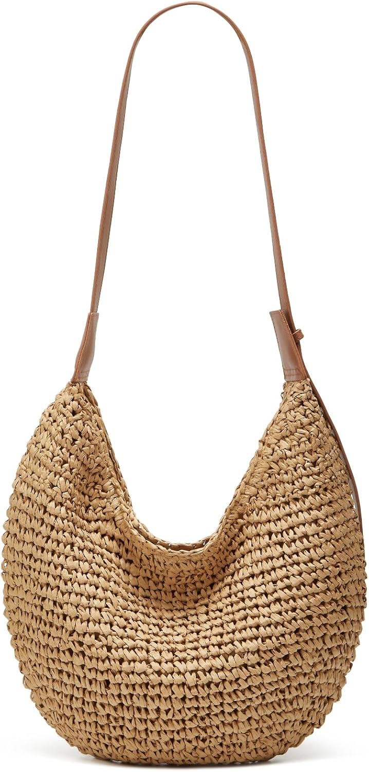 2025 Summer Straw Crossbody Bag Women Casual Handmade Woven Bag Fashion Beach Tote Large Handbag Rattan Dumpling Purse