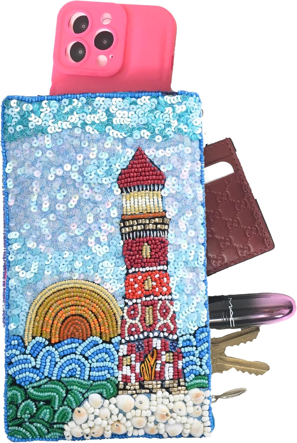 Alex Max Multicolor Parrot & Floral Straw Tote Bag, Handwoven Beach Basket Bag with Zip Top, Adjustable Strap, Lined Interior Pockets - Image 4