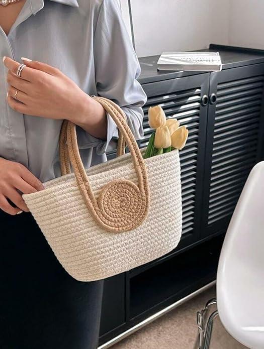 AOU Boho Jute Tote Bag for Women |Beach Bag with Handles | Summer Bucket Bag for Vacation, Cruise, Travel, Pool, Daily Use - Image 3