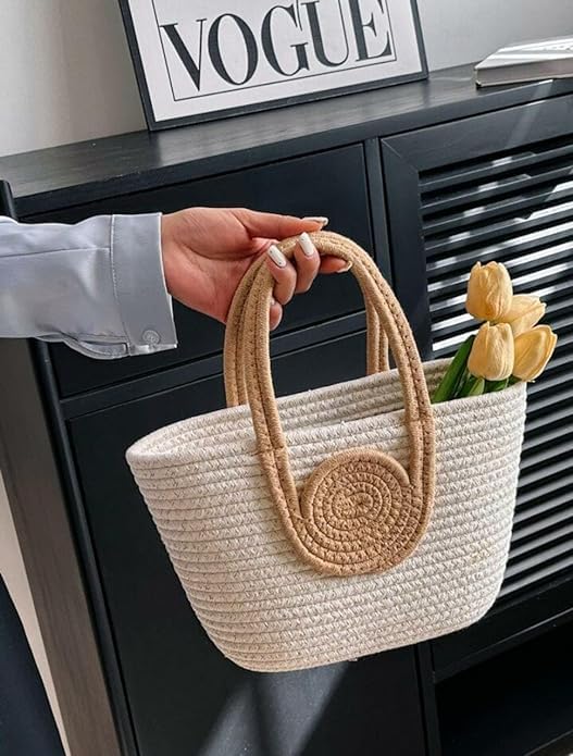 AOU Boho Jute Tote Bag for Women |Beach Bag with Handles | Summer Bucket Bag for Vacation, Cruise, Travel, Pool, Daily Use - Image 2