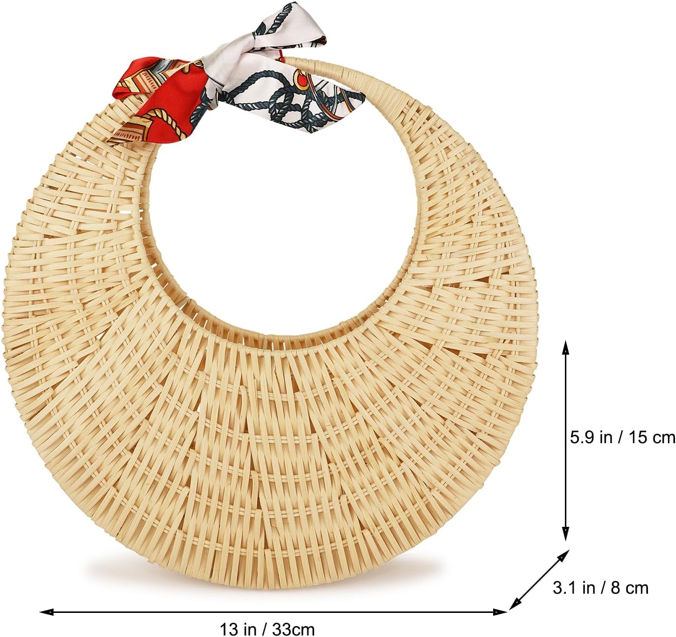 Barabum Rattan Handbag Handmade Large Tote Bag Straw Beach Bag,Beach Purse for women - Image 4
