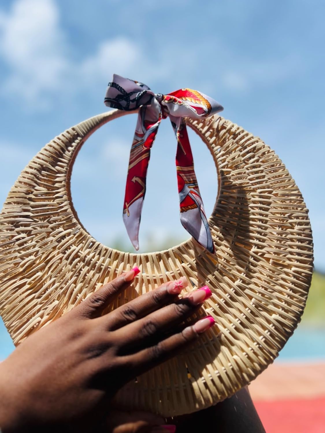 Barabum Rattan Handbag Handmade Large Tote Bag Straw Beach Bag,Beach Purse for women - Image 2