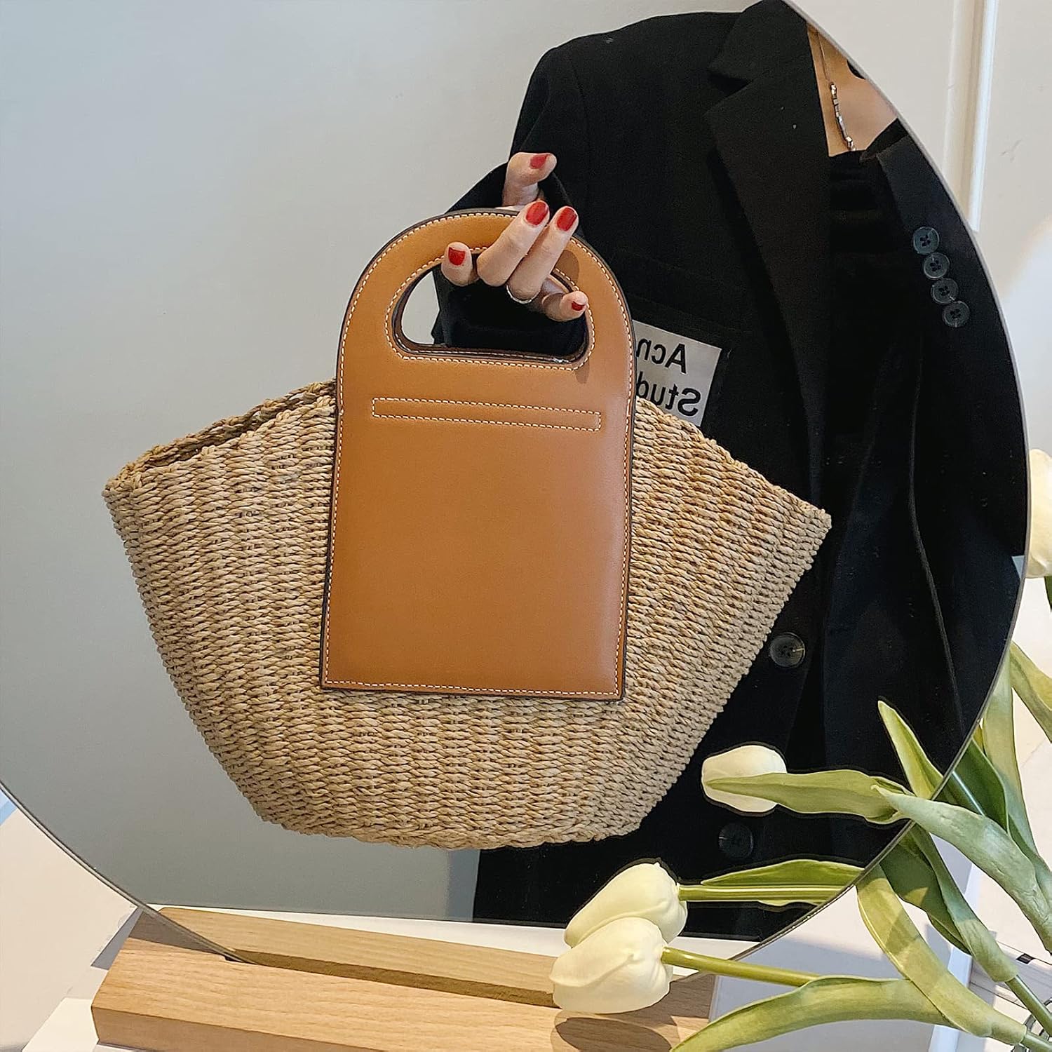 Beach Bag Tote Bag Designer Handbags Khaki - Image 6