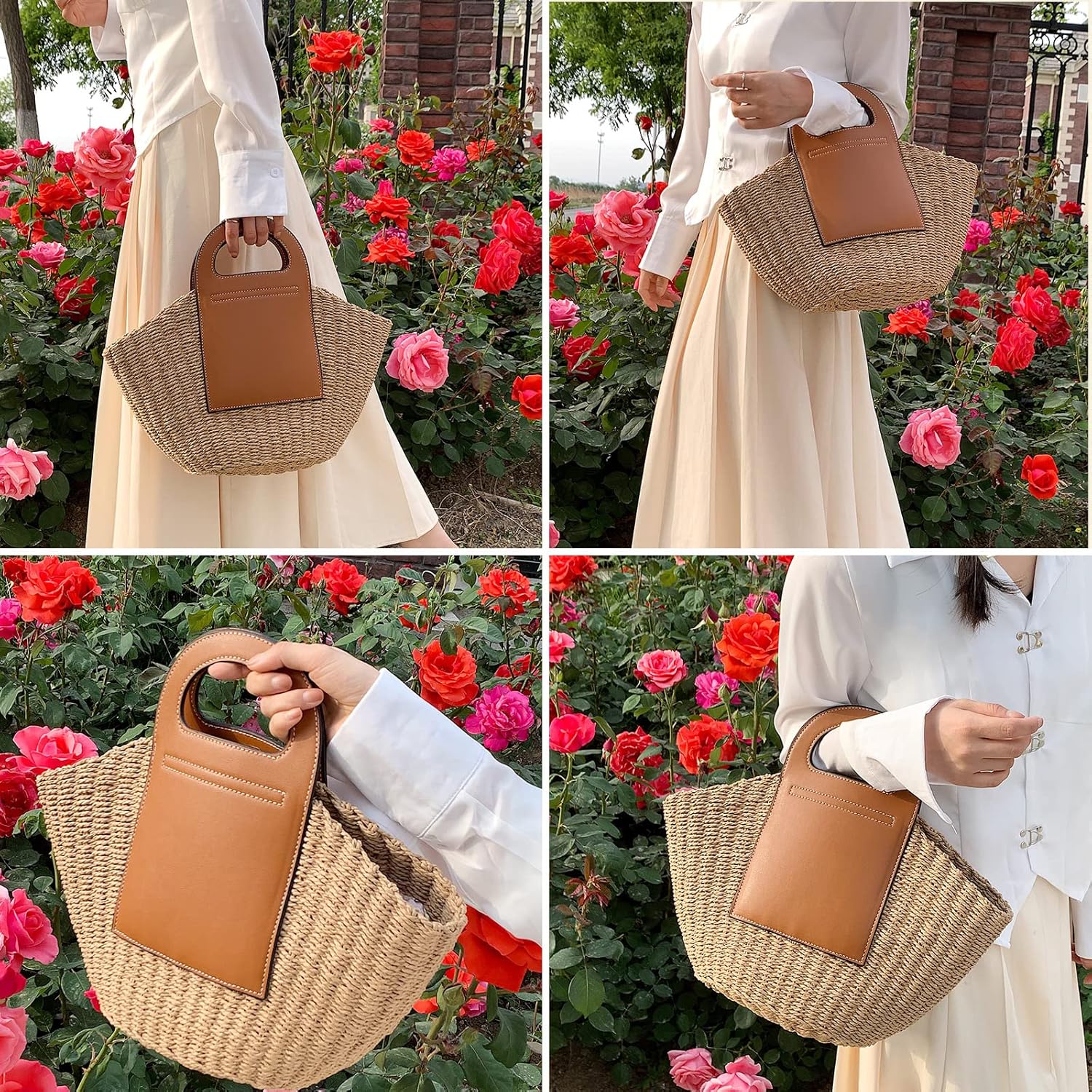 Beach Bag Tote Bag Designer Handbags Khaki - Image 4