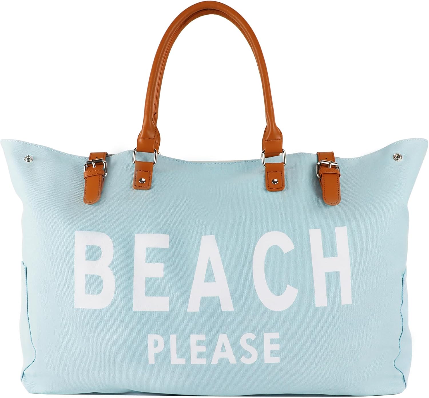 Beach Bag with Vegan Leather Handle, Extra Large Beach Bag for Women Waterproof Sandproof, White - Image 15