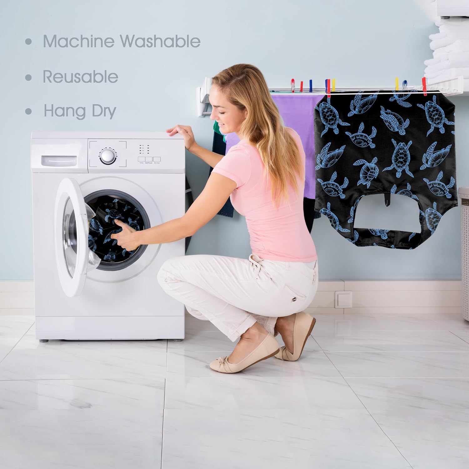 BeeGreen Reusable Grocery Bags Shopping Bags for Women Ocean Animals i##e##s: Sea Turtle ^^ Lovers Gifts ^^ Bulk 6 Pack ^^ 50LBS ^^ X-Large ^^ Shells ^^ Seal ^^ Mermaid Scale ^^ Whale :i##e##s - Image 6