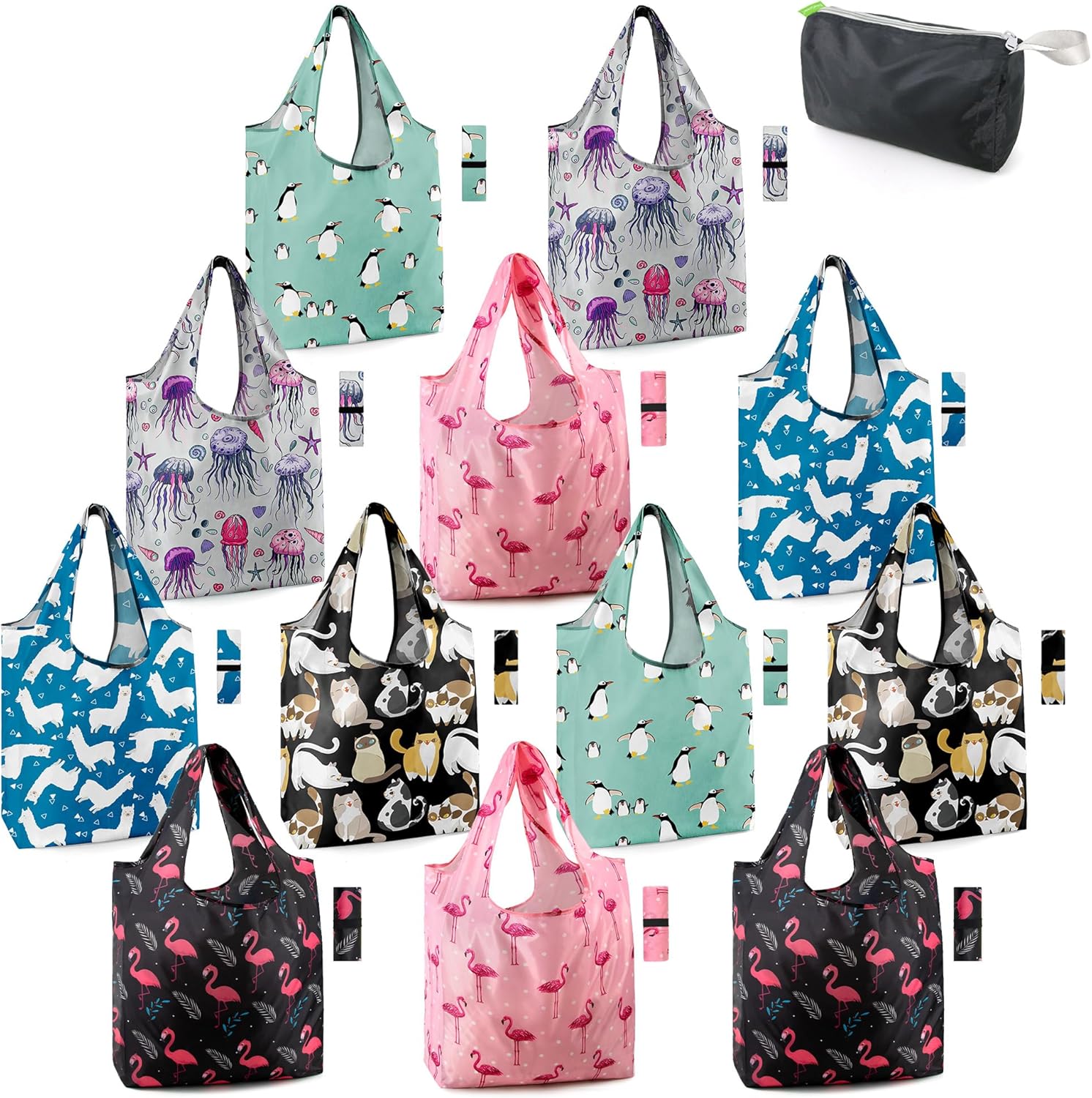 BeeGreen Reusable Grocery Bags Shopping Bags for Women Ocean Animals i##e##s: Sea Turtle ^^ Lovers Gifts ^^ Bulk 6 Pack ^^ 50LBS ^^ X-Large ^^ Shells ^^ Seal ^^ Mermaid Scale ^^ Whale :i##e##s - Image 52