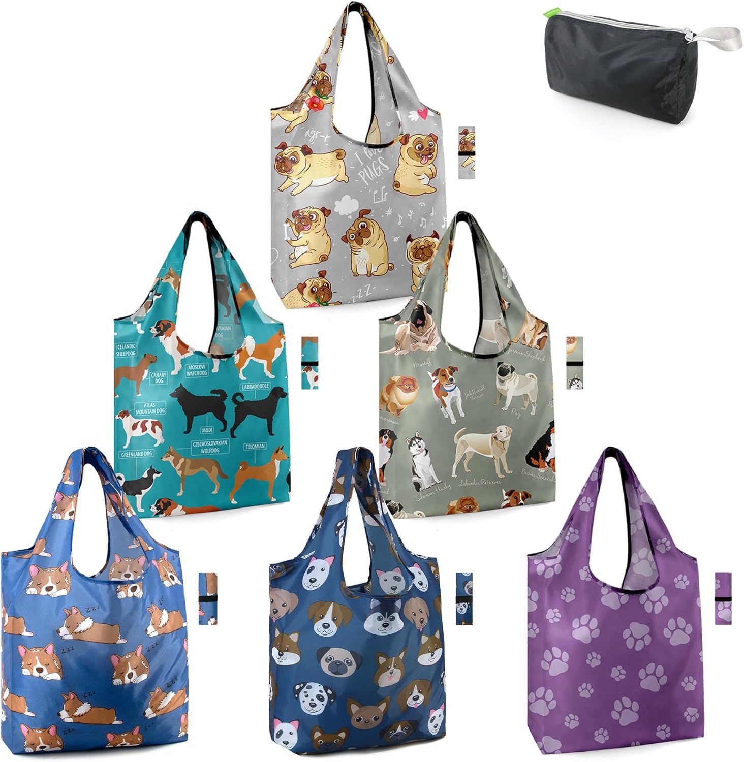 BeeGreen Reusable Grocery Bags Shopping Bags for Women Ocean Animals i##e##s: Sea Turtle ^^ Lovers Gifts ^^ Bulk 6 Pack ^^ 50LBS ^^ X-Large ^^ Shells ^^ Seal ^^ Mermaid Scale ^^ Whale :i##e##s - Image 43