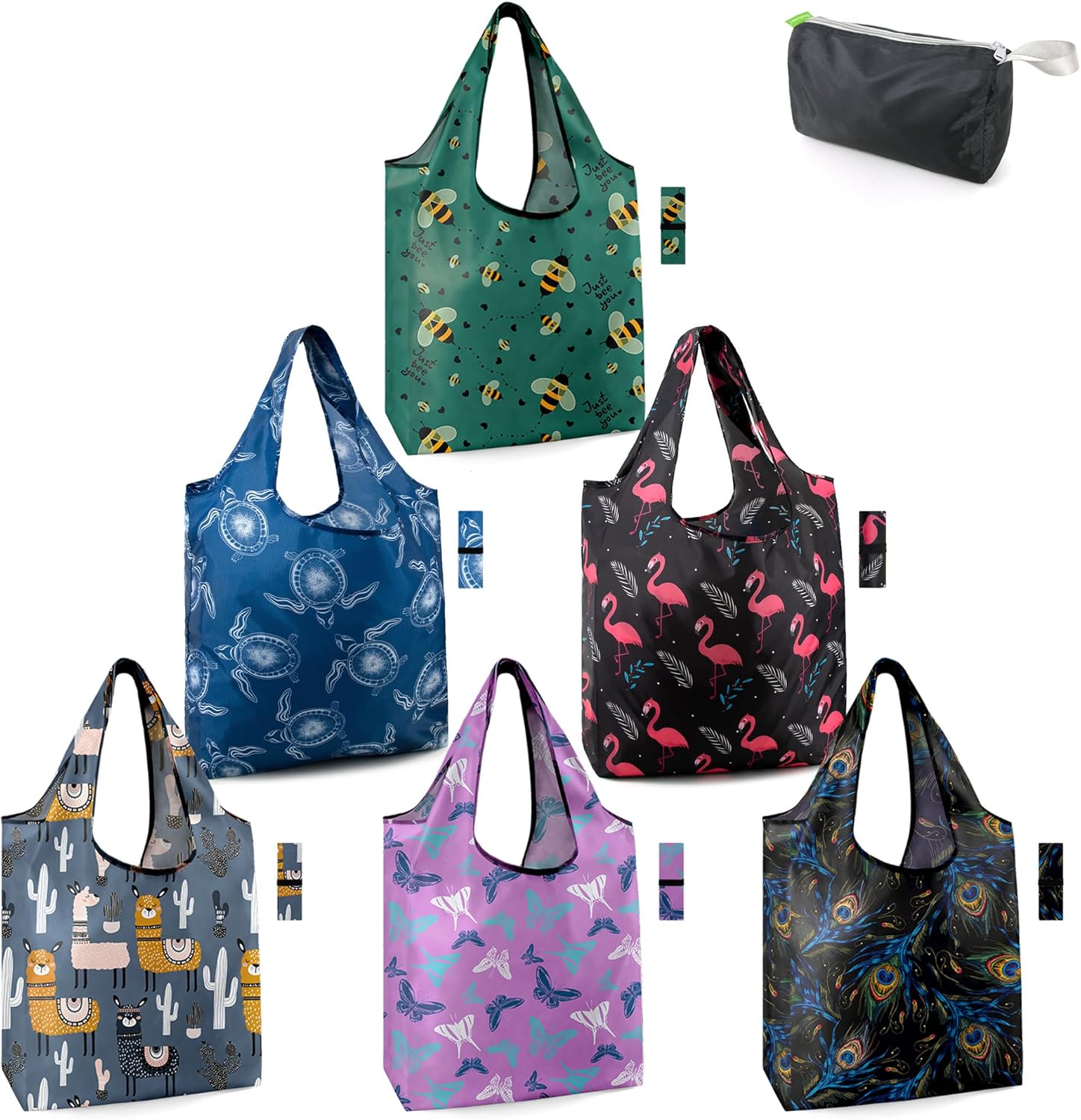 BeeGreen Reusable Grocery Bags Shopping Bags for Women Ocean Animals i##e##s: Sea Turtle ^^ Lovers Gifts ^^ Bulk 6 Pack ^^ 50LBS ^^ X-Large ^^ Shells ^^ Seal ^^ Mermaid Scale ^^ Whale :i##e##s - Image 32