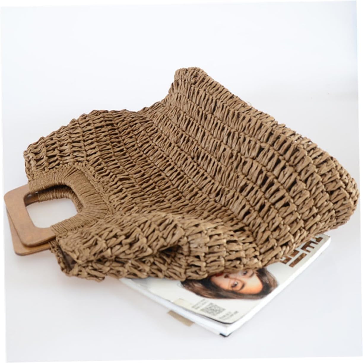 BESTYASH Women Vintage Straw Woven Handbag Khaki Summer Beach Tote with Handle Capacity Straw Beach Bag for - Image 5