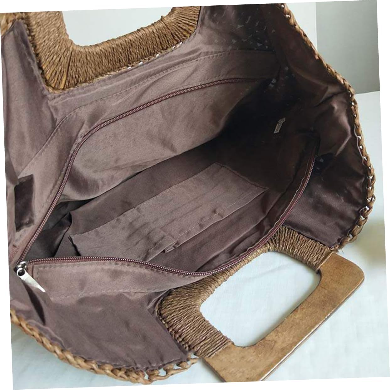 BESTYASH Women Vintage Straw Woven Handbag Khaki Summer Beach Tote with Handle Capacity Straw Beach Bag for - Image 2