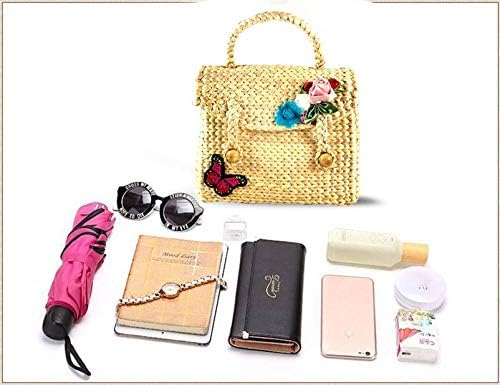 Bid Boutique Handmade Straw Bag for Women, Cute Bohemian Summer Beach Pure and Travel Tote-Butterfly - Image 3