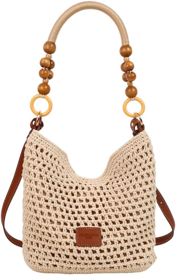 Bohemia Woven Straw Bag for Women Macrame Shoulder Tote Bags Crossbody Purses Summer Beach Top-Handle Bag for Travel Shopping - Image 11