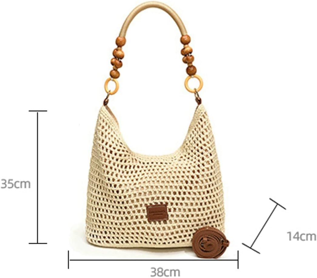 Bohemia Woven Straw Bag for Women Macrame Shoulder Tote Bags Crossbody Purses Summer Beach Top-Handle Bag for Travel Shopping - Image 3