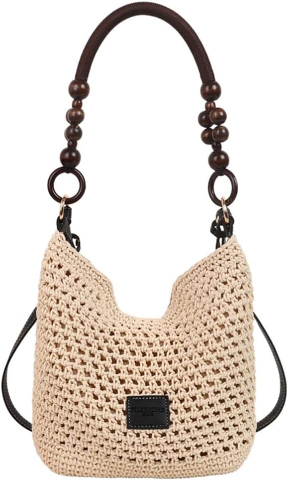 Bohemia Woven Straw Bag for Women Macrame Shoulder Tote Bags Crossbody Purses Summer Beach Top-Handle Bag for Travel Shopping - Image 12