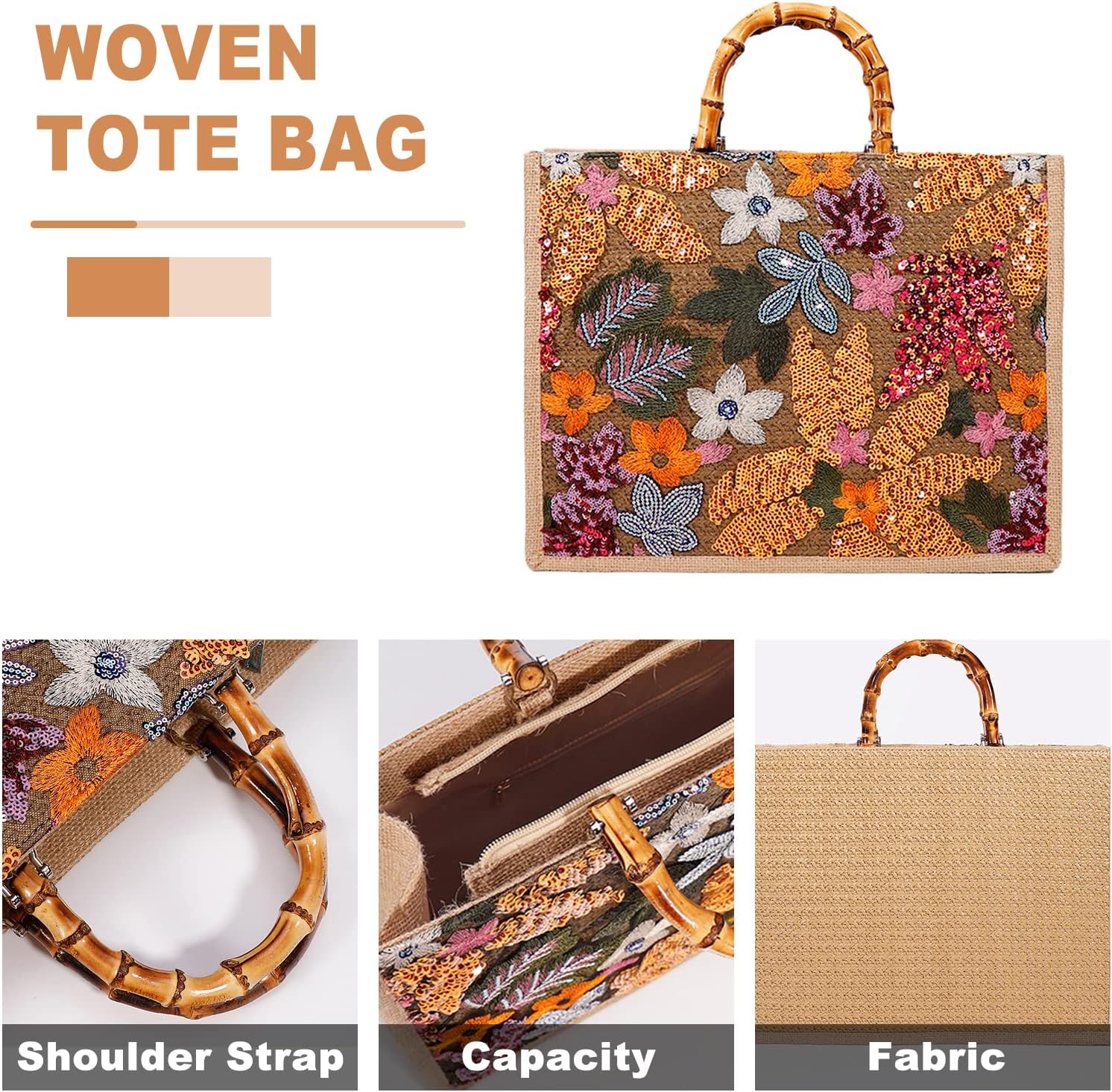 Bohemian Handbag Tote Bag Shoulder Bag Beach Bag for Women - Image 3