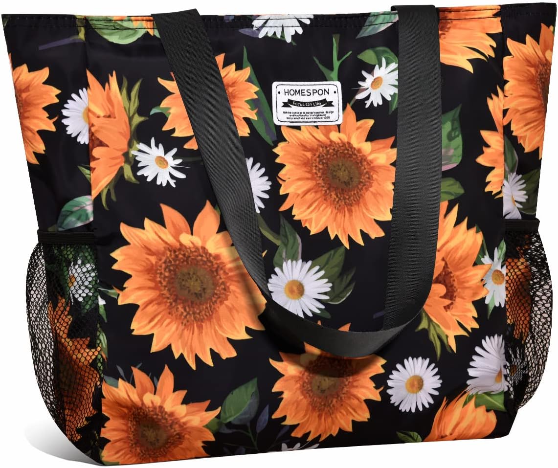 Buringer Large Waterproof Beach Bag for Women Sandproof Tote Bag with Zipper and Pockets Pool Bag for Travel Gym Vacation - Image 14