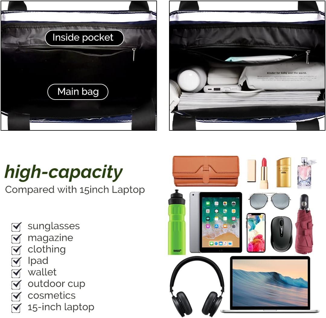 Buringer Large Waterproof Beach Bag for Women Sandproof Tote Bag with Zipper and Pockets Pool Bag for Travel Gym Vacation - Image 4