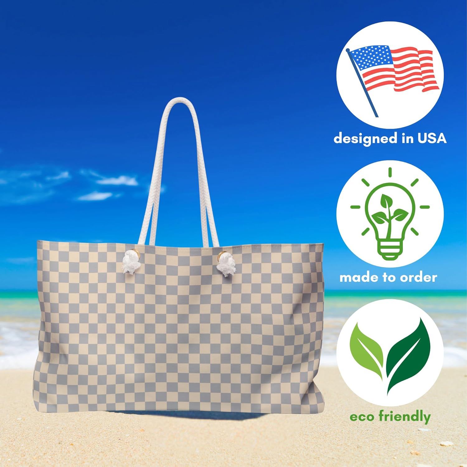 Classic Beige Shopping Bag Summer Beach Bag Vacation Travel Tote Bag Reusable Bag Pool Picnic Shopping Bag Gift - Image 3