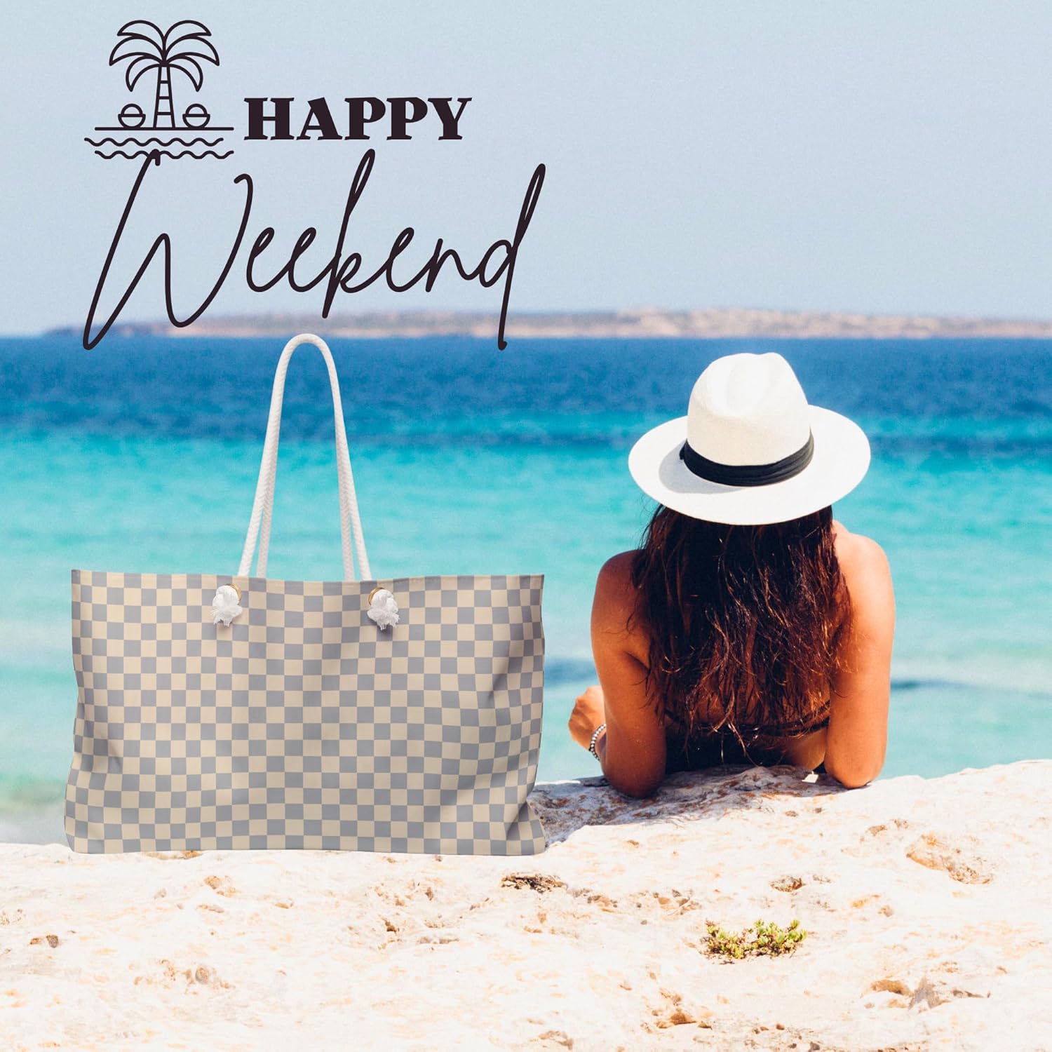 Classic Beige Shopping Bag Summer Beach Bag Vacation Travel Tote Bag Reusable Bag Pool Picnic Shopping Bag Gift - Image 5