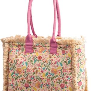 CORIOS Women Canvas Handbag Ethnic Style Tote Bag Retro Shoulder Bag with Tassels Summer Beach Bag Bohemian Top Handle Bag