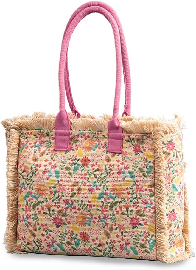 CORIOS Women Canvas Handbag Ethnic Style Tote Bag Retro Shoulder Bag with Tassels Summer Beach Bag Bohemian Top Handle Bag