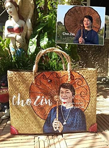 Custom, Made To your Own Order Portrait Painting Woven Straw Bags Summer Beach Tote Bag for Women 100% Handmade (A06) - Image 8