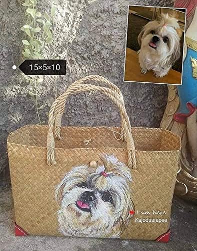 Custom, Made To your Own Order Portrait Painting Woven Straw Bags Summer Beach Tote Bag for Women 100% Handmade (A10) - Image 5