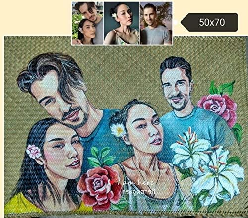 Custom, Made To your Own Order Portrait Painting Woven Straw Bags Summer Beach Tote Bag for Women 100% Handmade (A10) - Image 7