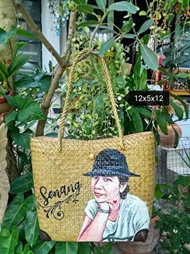 Custom, Made To your Own Order Portrait Painting Woven Straw Bags Summer Beach Tote Bag for Women 100% Handmade (A13) - Image 7