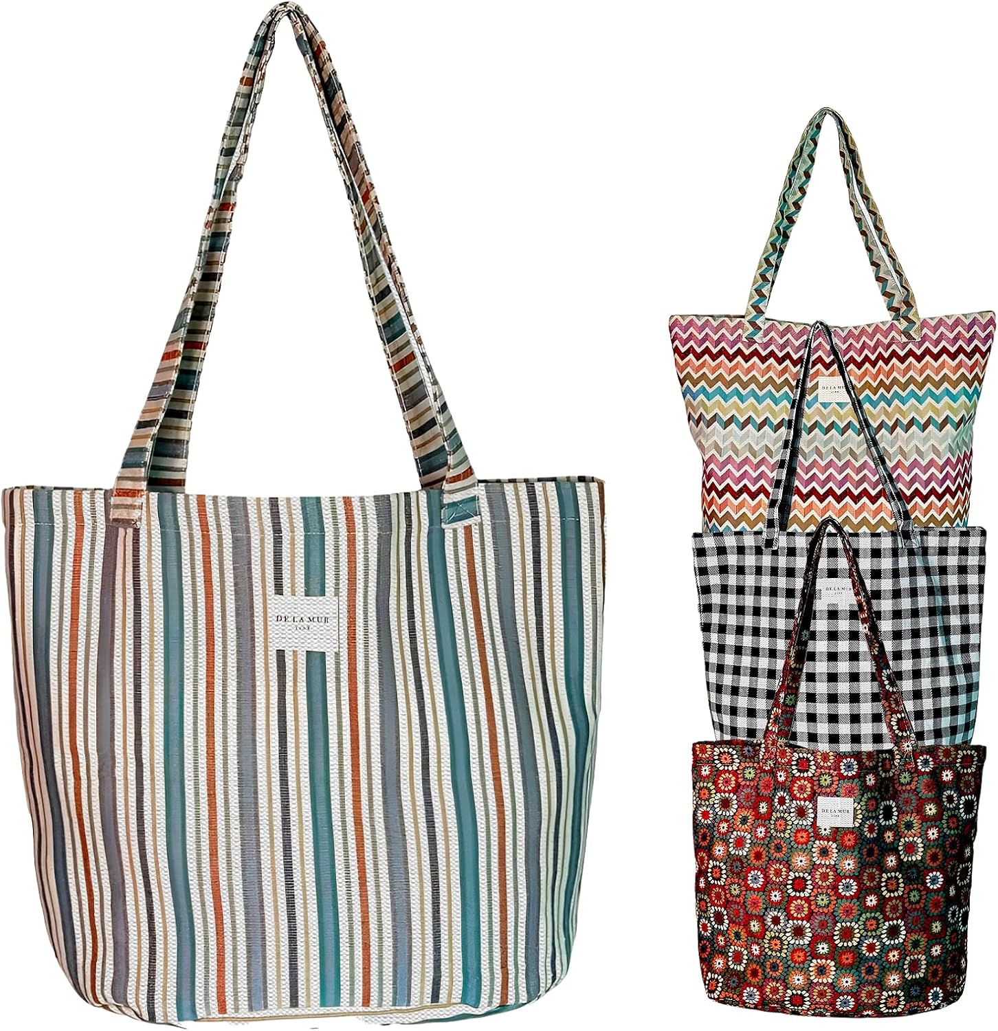 DE LA MUR LINE LARGE BOHO TOTE BAG for WOMEN \u2013 Animal Free Shoulder Bag \u2013 Boho Hippie Purse for Beach, Work & Daily Use - Image 7