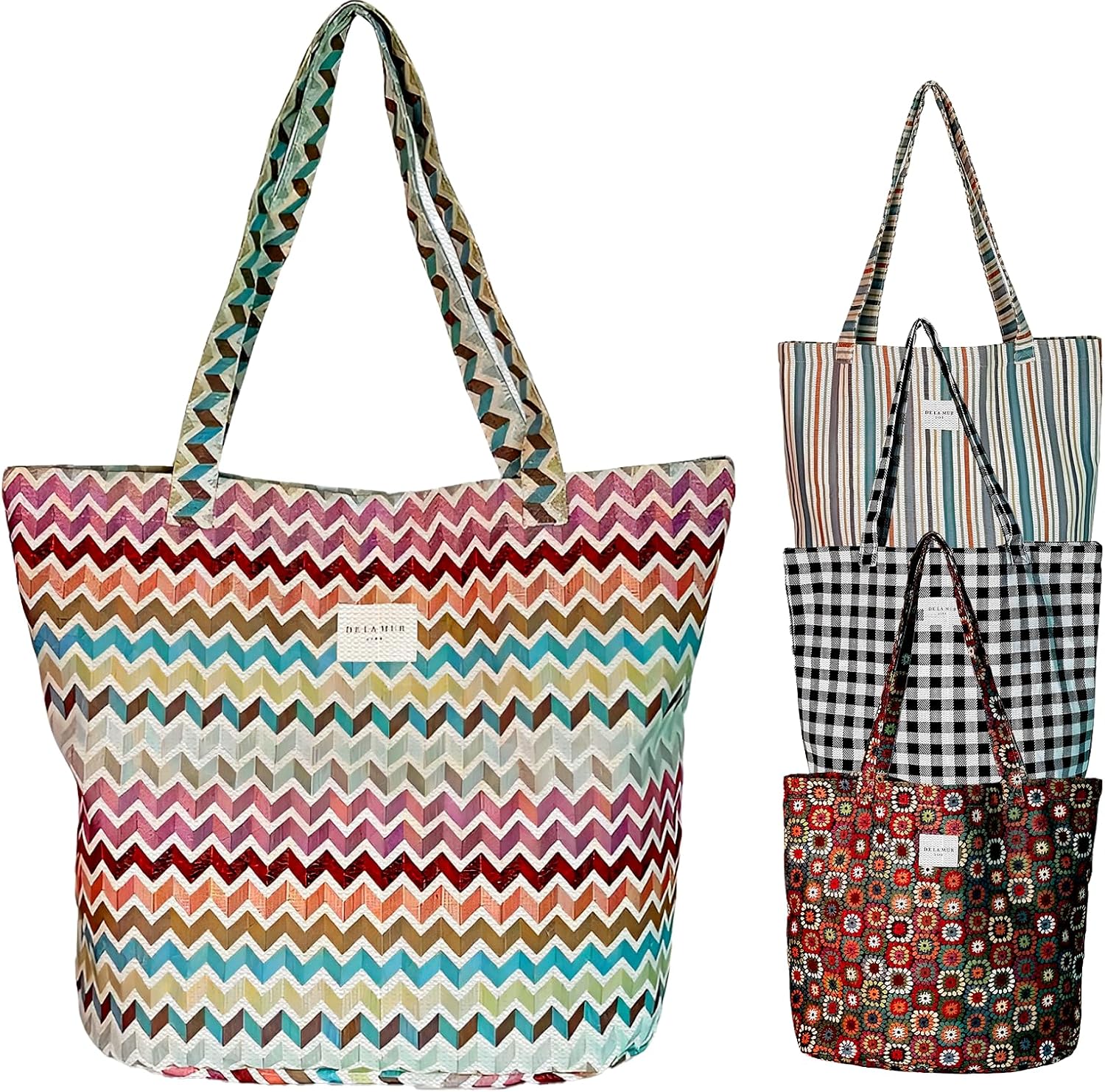 DE LA MUR LINE LARGE BOHO TOTE BAG for WOMEN \u2013 Animal Free Shoulder Bag \u2013 Boho Hippie Purse for Beach, Work & Daily Use