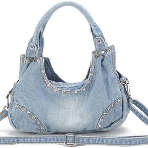 Donalworld Women Cute Flower Jeans Denim Tote Handbags