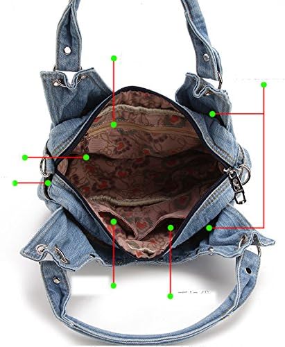 Donalworld Women Cute Flower Jeans Denim Tote Handbags - Image 3