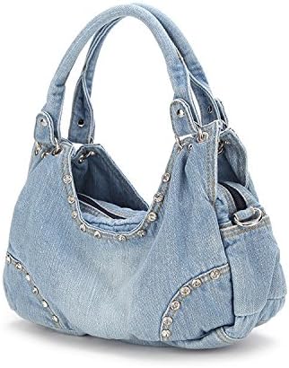 Donalworld Women Cute Flower Jeans Denim Tote Handbags - Image 5