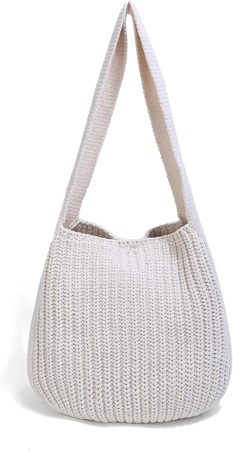 ENBEI Women's Crochet Tote Bag Knit Shoulder bag,Aesthetic Bag,Cute Eco-Friendly Tote for Travel,Daily Use,Gift Box Packaging