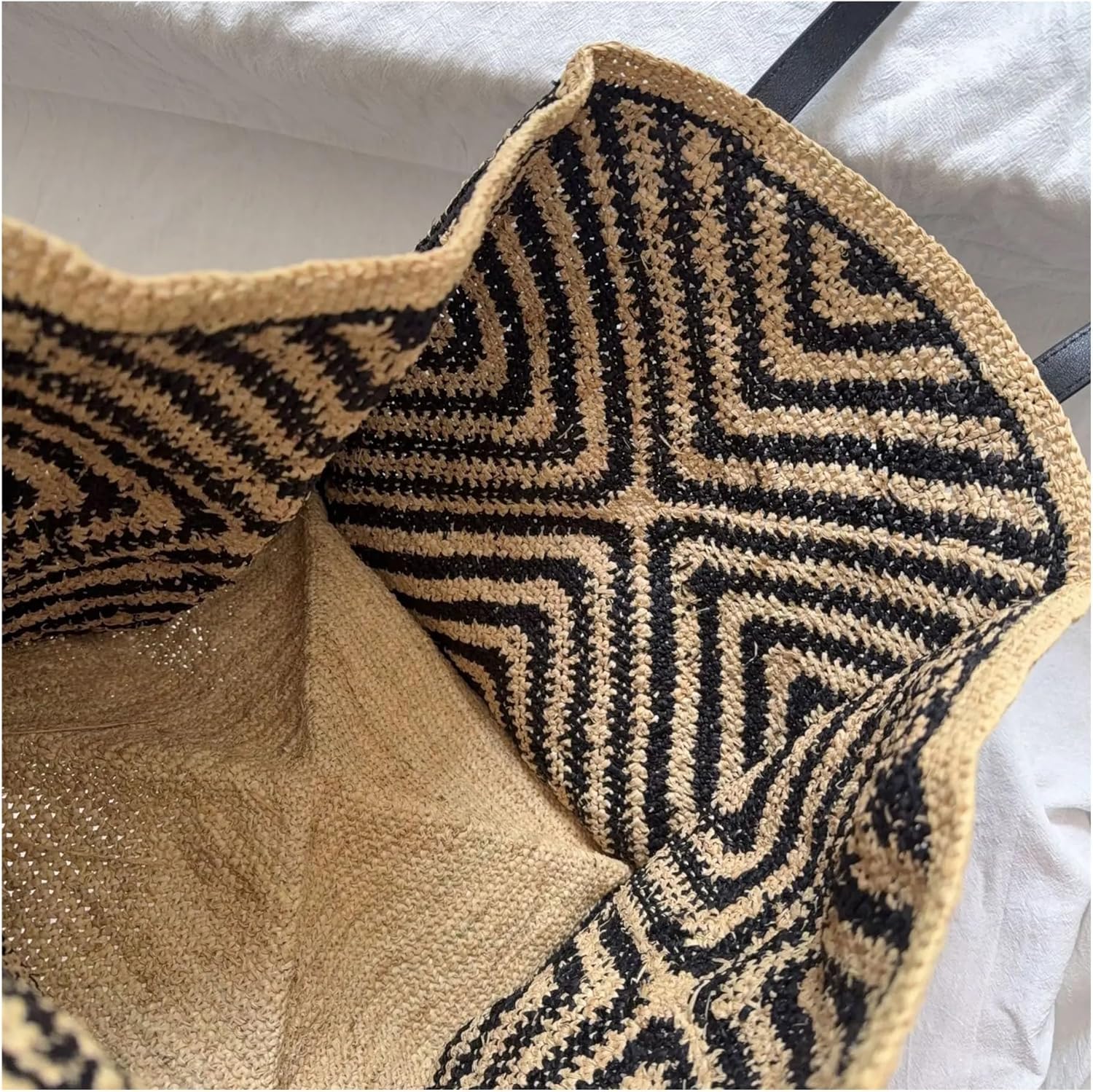 EPANO Trendy Women Woven Shoulder Bag Summer Hollow Out Straw Hand-held Bags Tote Bag Large Capacity Beach Vacation Shopping Bags - Image 5