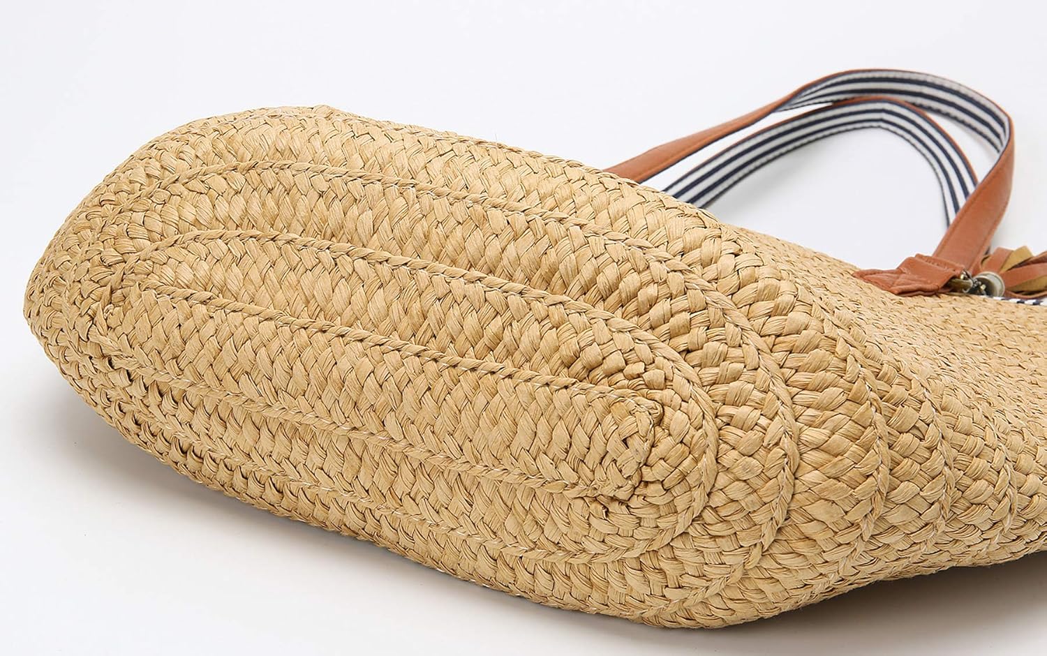 Epsion Straw Beach Bags Tote Tassels Bag Hobo Summer Handwoven Shoulder Bags Purse With Pom Poms - Image 5