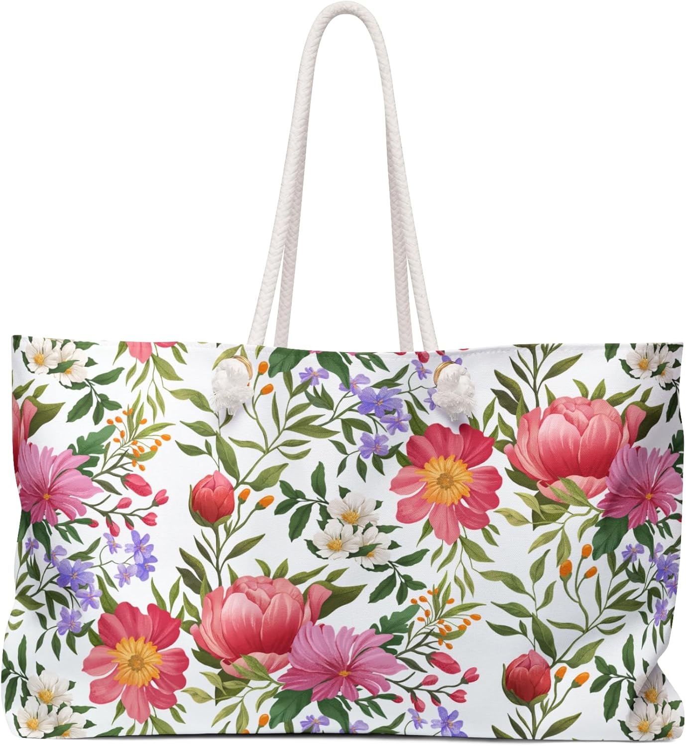 Floral Summer Beach Bag for Women Vacation Travel Tote Bag Reusable Bag for Pool Picnic Shopping Bag