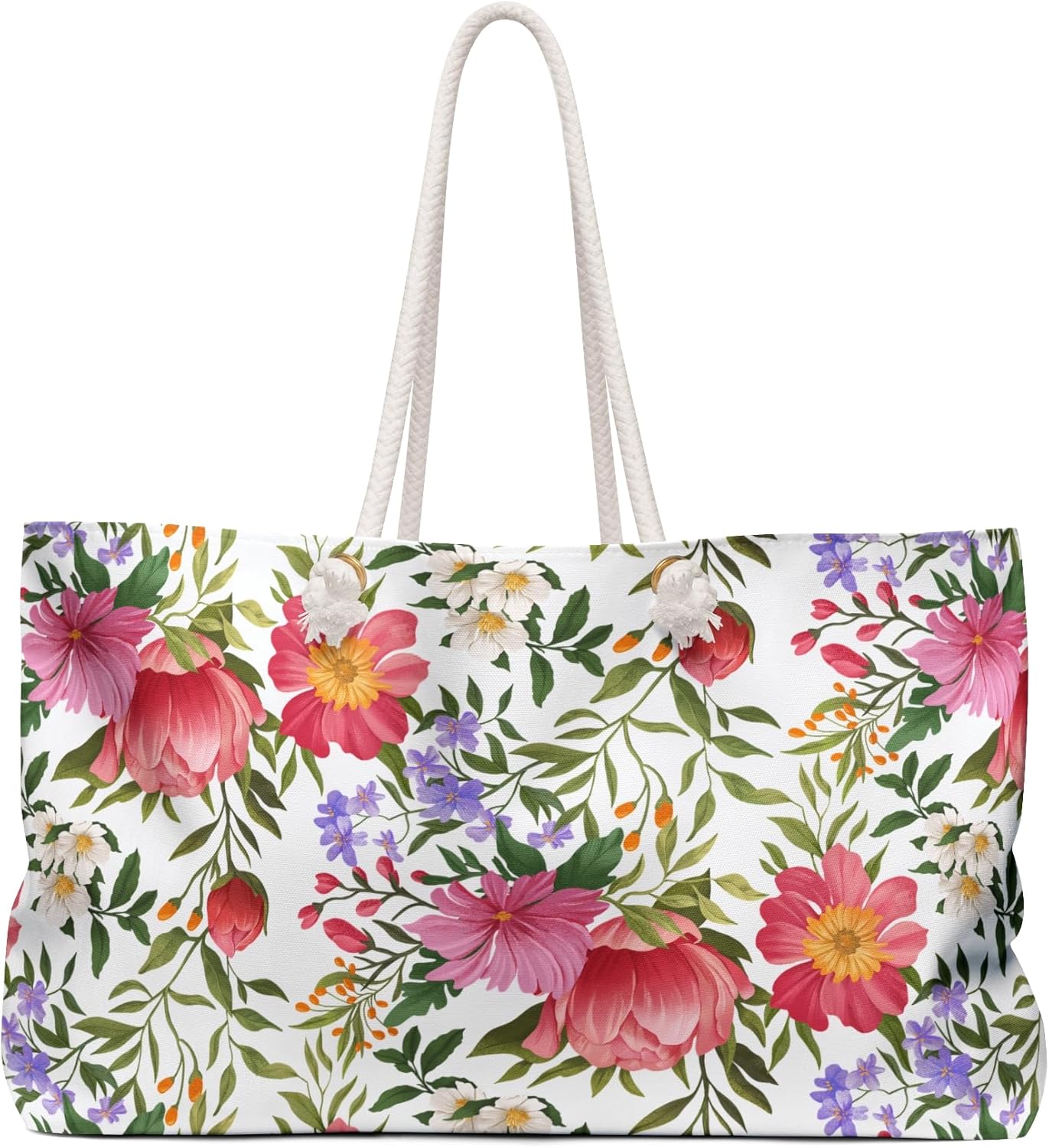 Floral Summer Beach Bag for Women Vacation Travel Tote Bag Reusable Bag for Pool Picnic Shopping Bag - Image 2