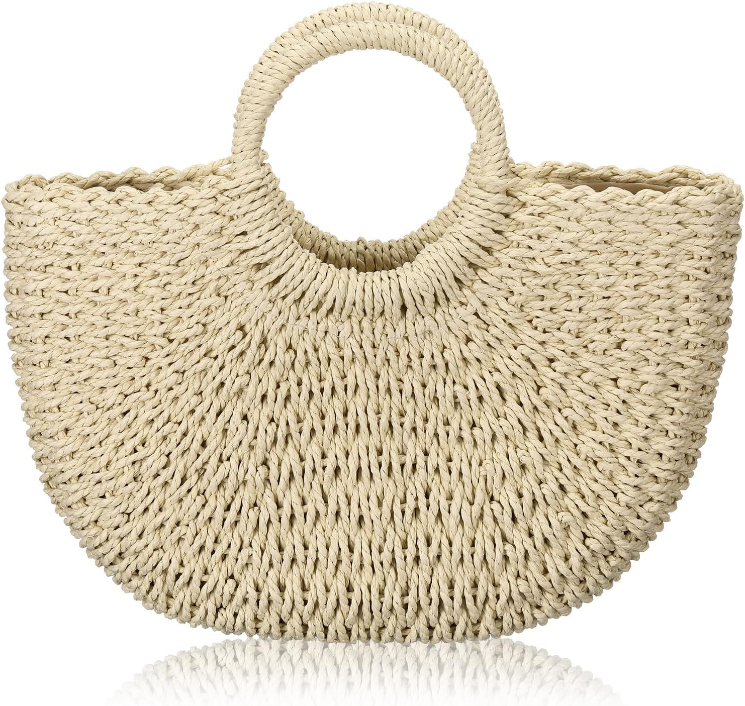 Frienda Straw Tote Bag Summer Beach Bag Handmade Straw Rattan Woven Handbag for Women Travel - Image 8