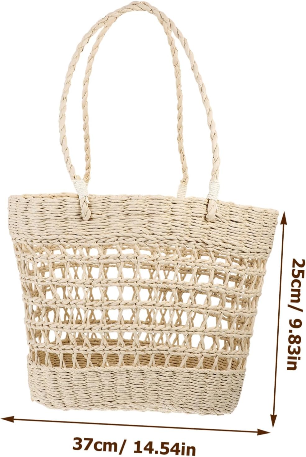 Garneck Woven Beach Tote Bag for Women Hollow Design Aesthetic Straw Handbag Portable and Lightweight Summer Tote for Travel Vacation and Daily Use - Image 3