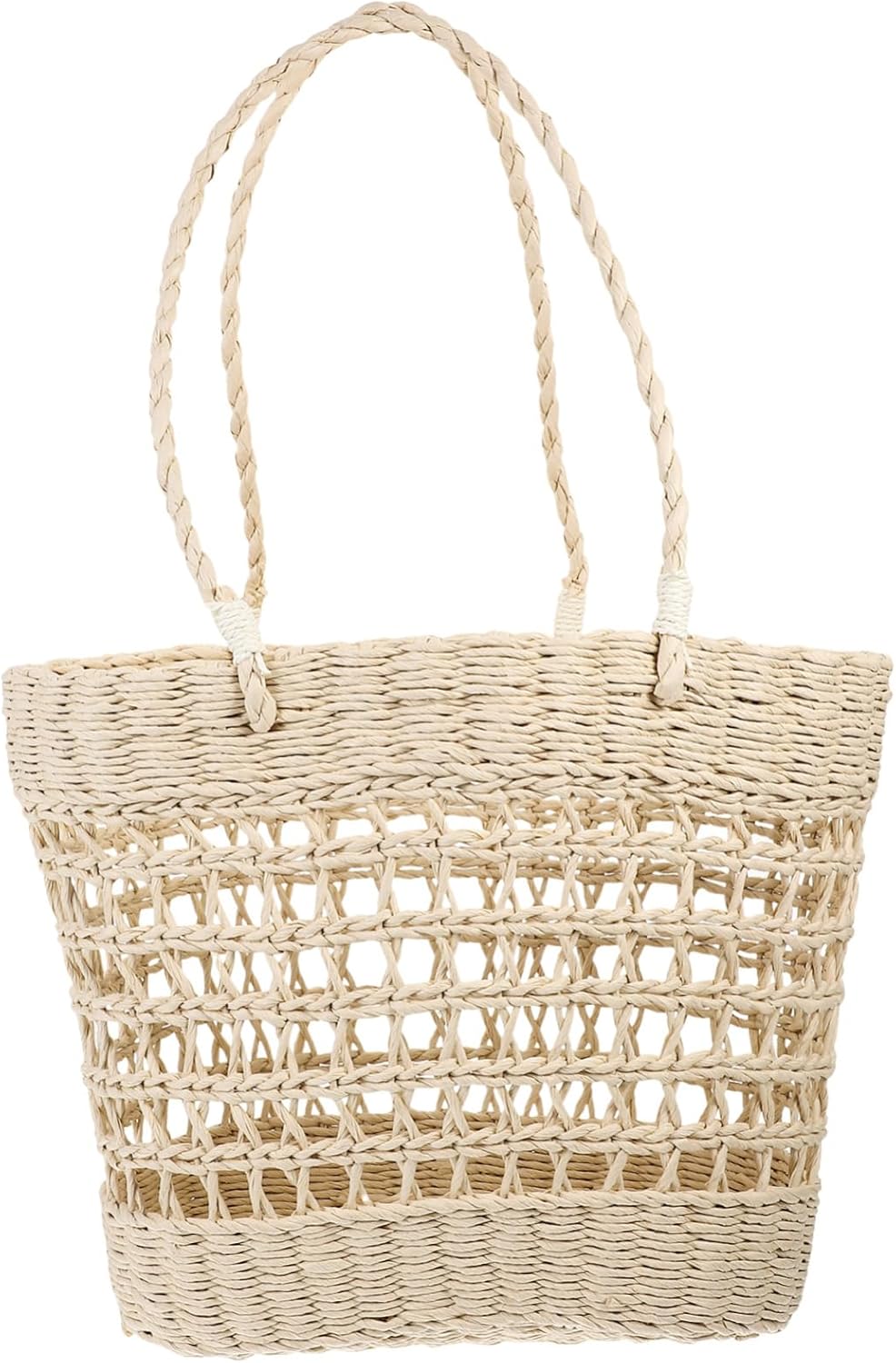 Garneck Woven Beach Tote Bag for Women Hollow Design Aesthetic Straw Handbag Portable and Lightweight Summer Tote for Travel Vacation and Daily Use
