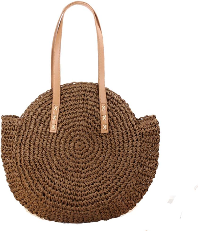 GL-Turelifes Round Summer Straw Bag Big Weave Handbags Beach Shoulder Bags Vocation Tote HandbagsTravel Bag for Women - Image 14