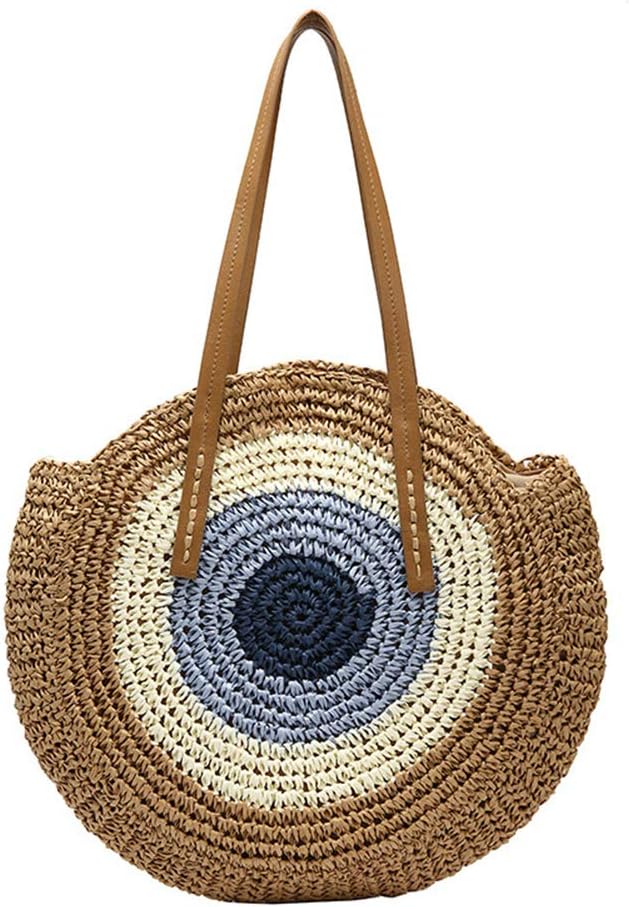 GL-Turelifes Round Summer Straw Bag Big Weave Handbags Beach Shoulder Bags Vocation Tote HandbagsTravel Bag for Women - Image 11