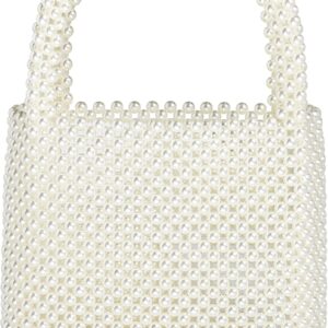 Grandxii Pearl Clutch Purse White Summer Handbag Tote Bag Evening Party Bag With Pearls For Women