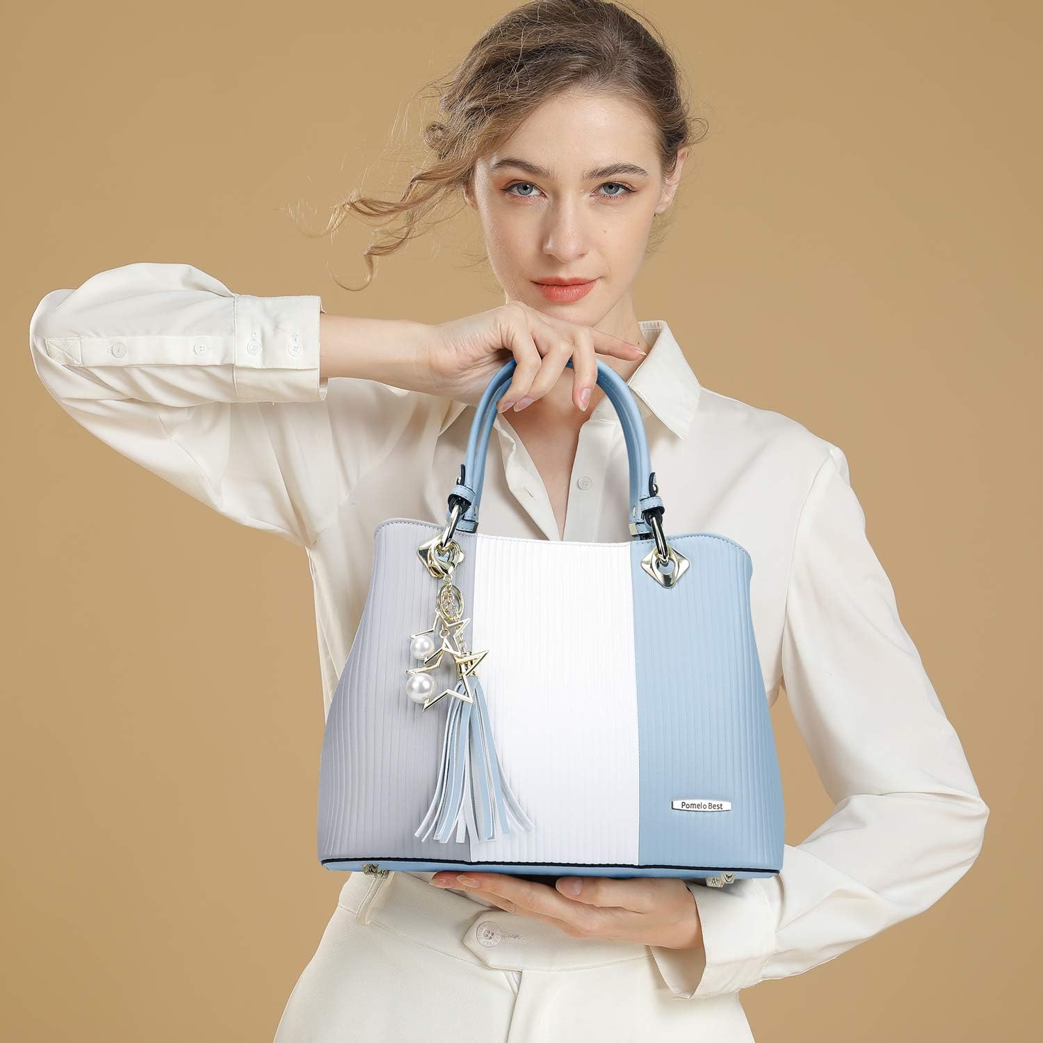 Handbags for Women with Multiple Internal Pockets in Pretty Color Combination, Women's Satchel Handbag - Image 4